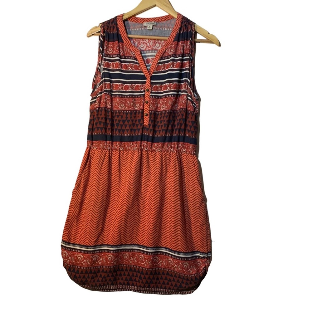 Lucky Brand Mandarin Tie Tribal sleeveless dress sz M - Picture 5 of 8